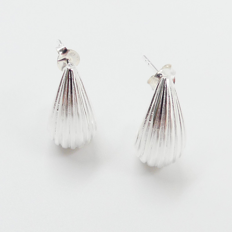 Boucles d'oreilles Argent demi-panier texturé