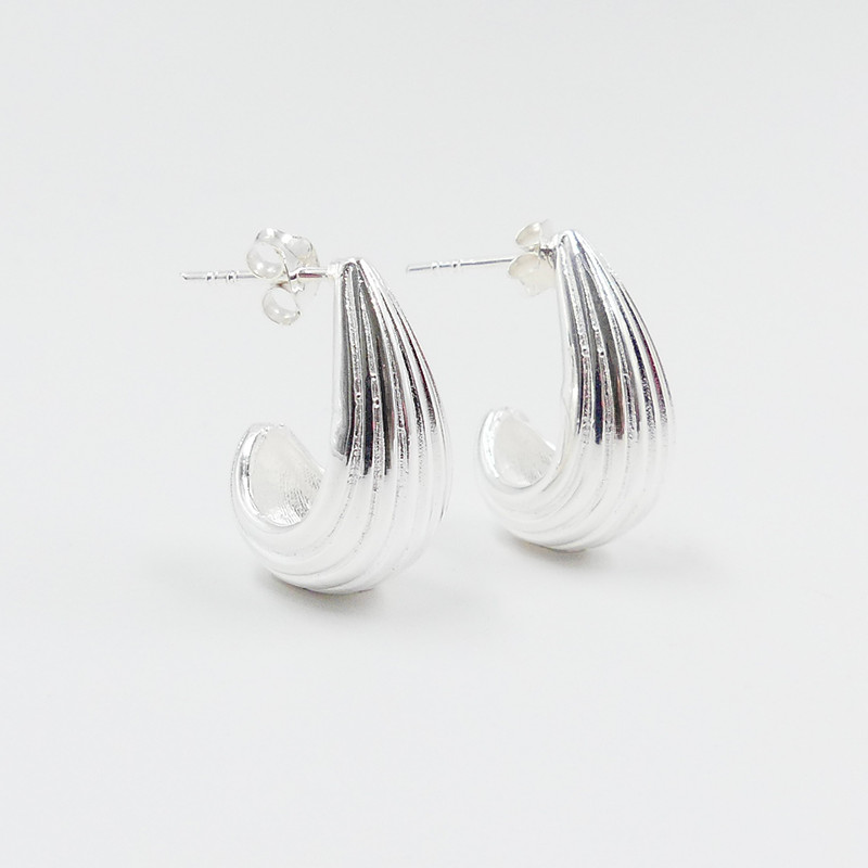 Boucles d'oreilles Argent demi-panier texturé