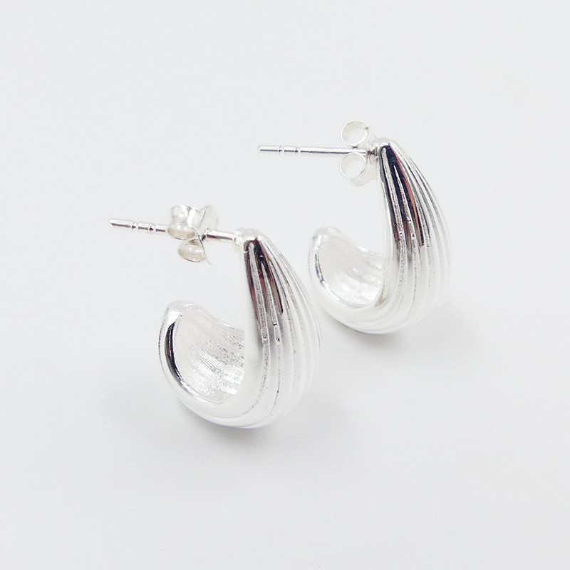 Boucles d'oreilles Argent demi-panier texturé