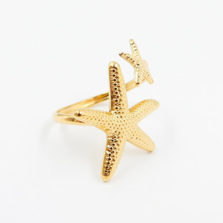 Bague ajustable acier doré étoile de mer
