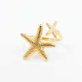 Bague ajustable acier doré étoile de mer