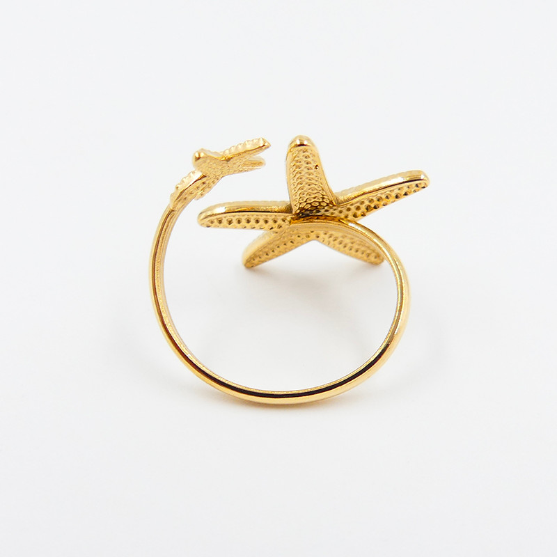 Bague ajustable acier doré étoile de mer