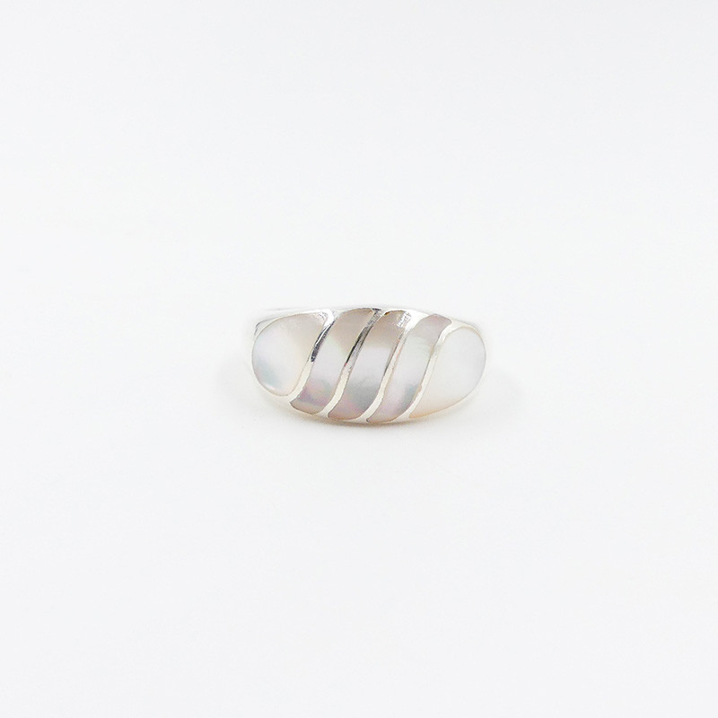 Bague Argent bombée nacre