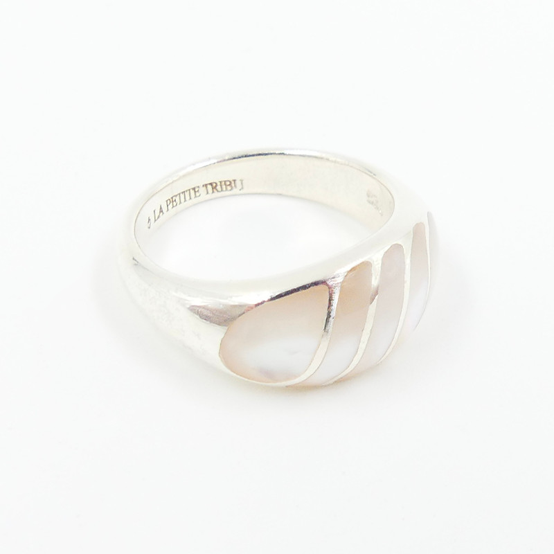 Bague Argent bombée nacre
