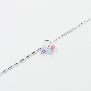 Bracelet Argent double maille pendentifs colorés