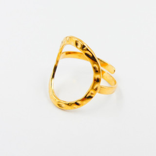 Bague ajustable acier doré cercle texturé