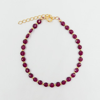 Bracelet fin Plaqué or Grenat