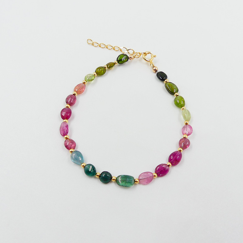 Bracelet Doré pierre lisse Tourmaline
