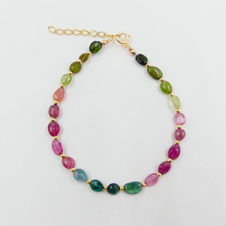 Bracelet Doré pierre lisse Tourmaline