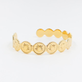 Jonc acier doré ajustable soleil