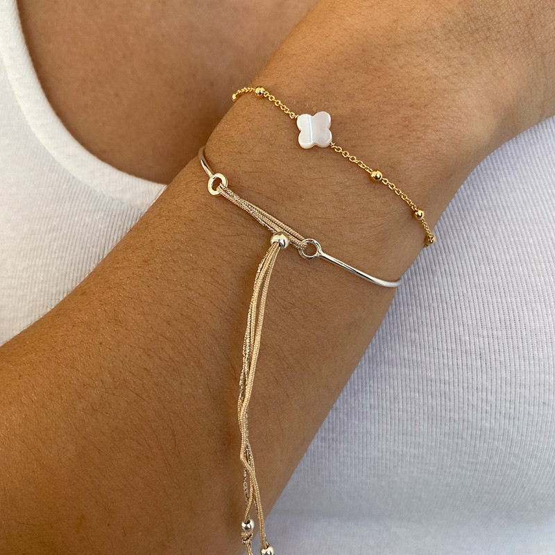 Bracelet Jonc Argent Cordon