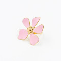 Bague ajustable acier doré large fleur rose