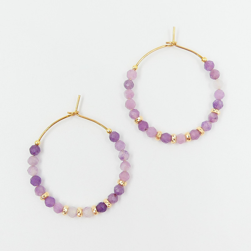 Créoles Dorées Améthyste