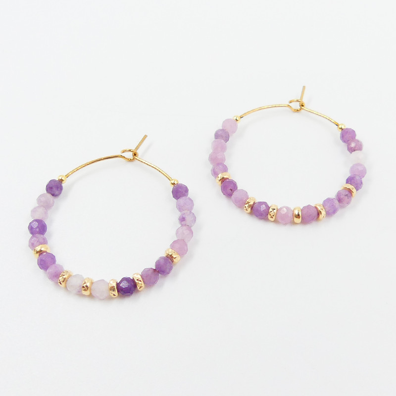 Créoles Dorées Améthyste