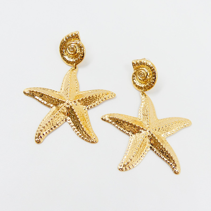 Boucles d’oreilles acier coquillage & étoile de mer