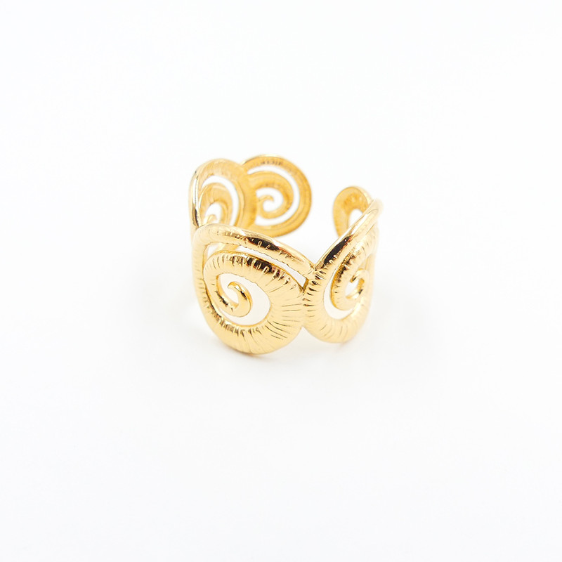 Bague ajustable acier doré coquillage