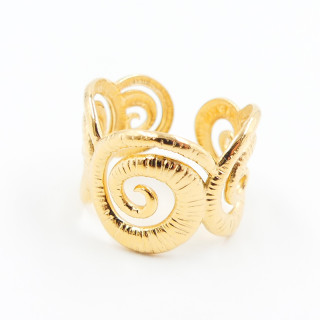 Bague ajustable acier doré coquillage