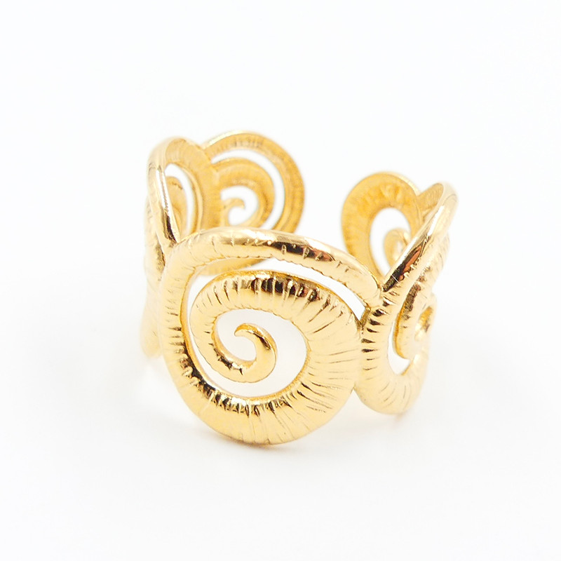 Bague ajustable acier doré coquillage