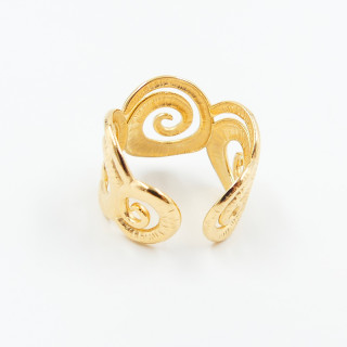 Bague ajustable acier doré coquillage