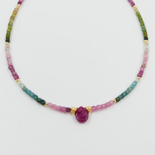 Collier Doré pierre Tourmaline