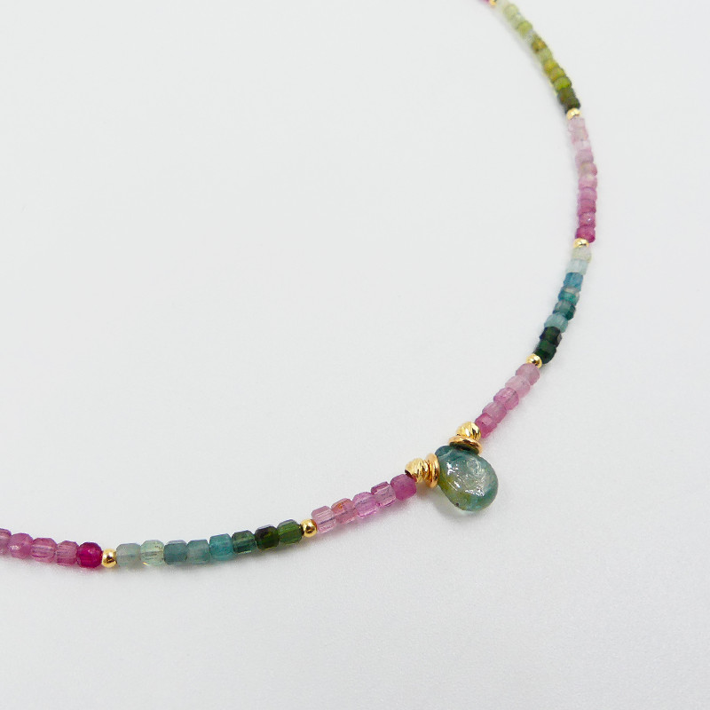 Collier Doré pierre Tourmaline