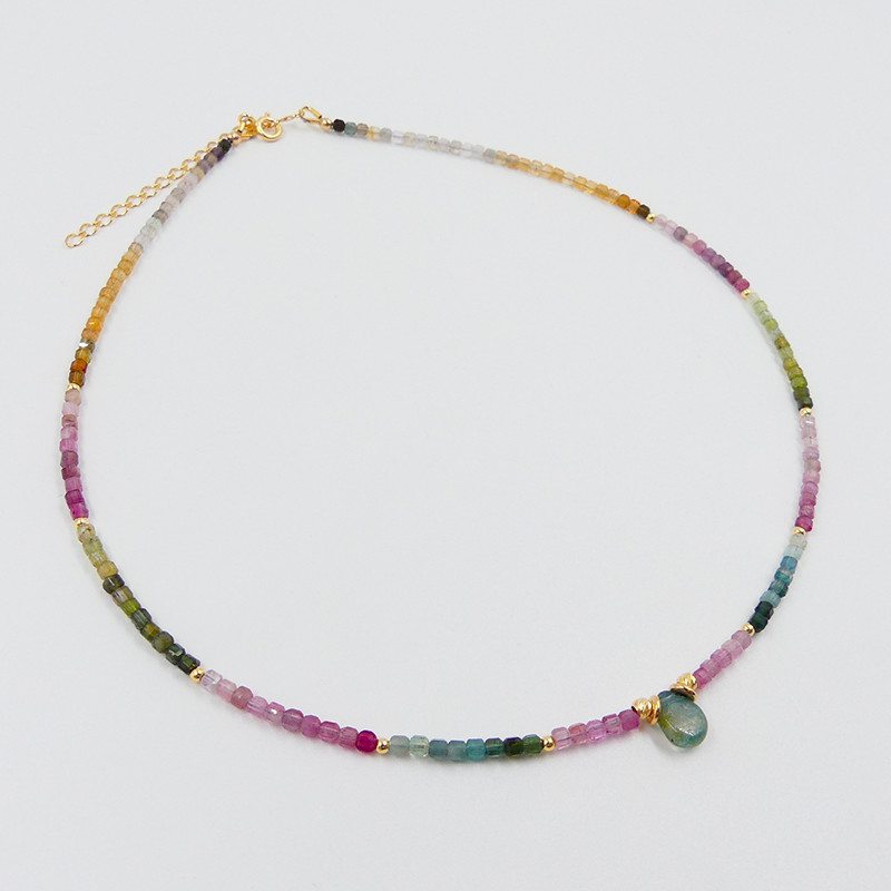 Collier Doré pierre Tourmaline