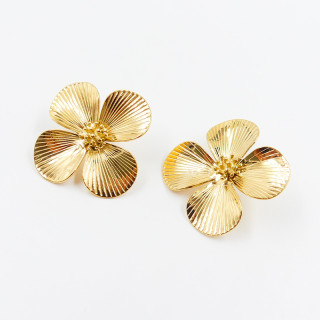 Boucles d’oreilles acier fleur striée