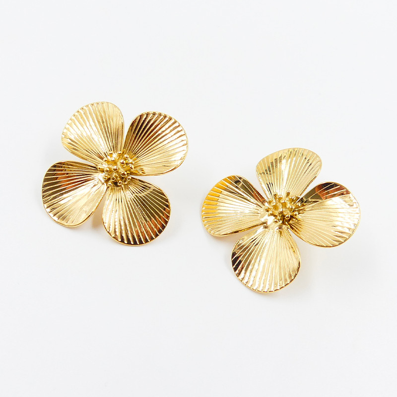 Boucles d’oreilles acier fleur striée