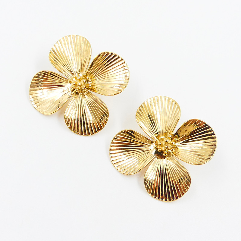 Boucles d’oreilles acier fleur striée