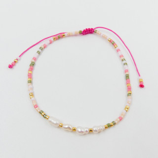 Bracelet cordon fantaisie et nacre