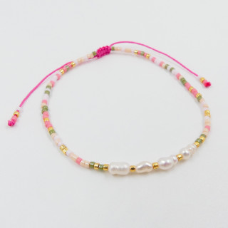 Bracelet cordon fantaisie et nacre