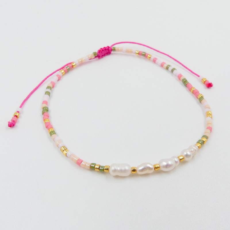 Bracelet cordon fantaisie et nacre