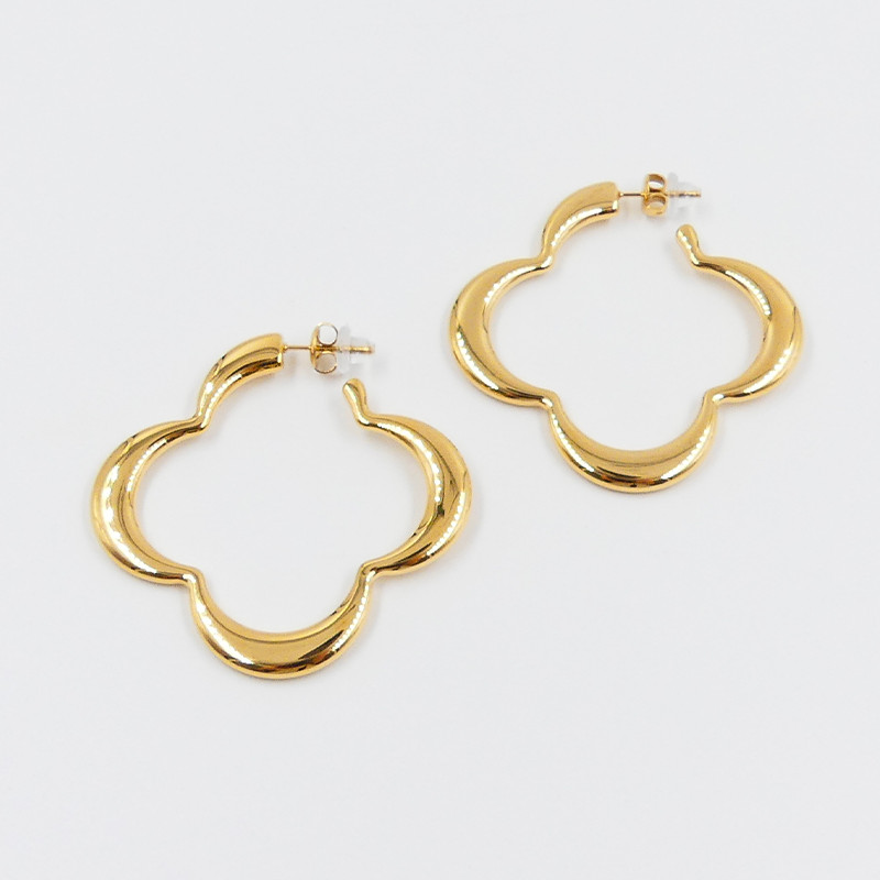 Boucles d’oreilles acier grand trèfle