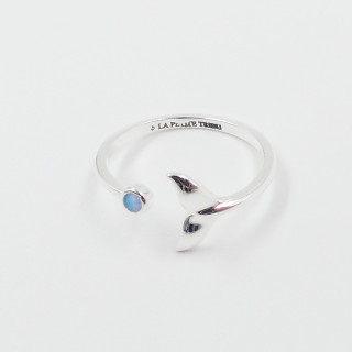 Bague Argent Queue de Baleine & Opale Bleue