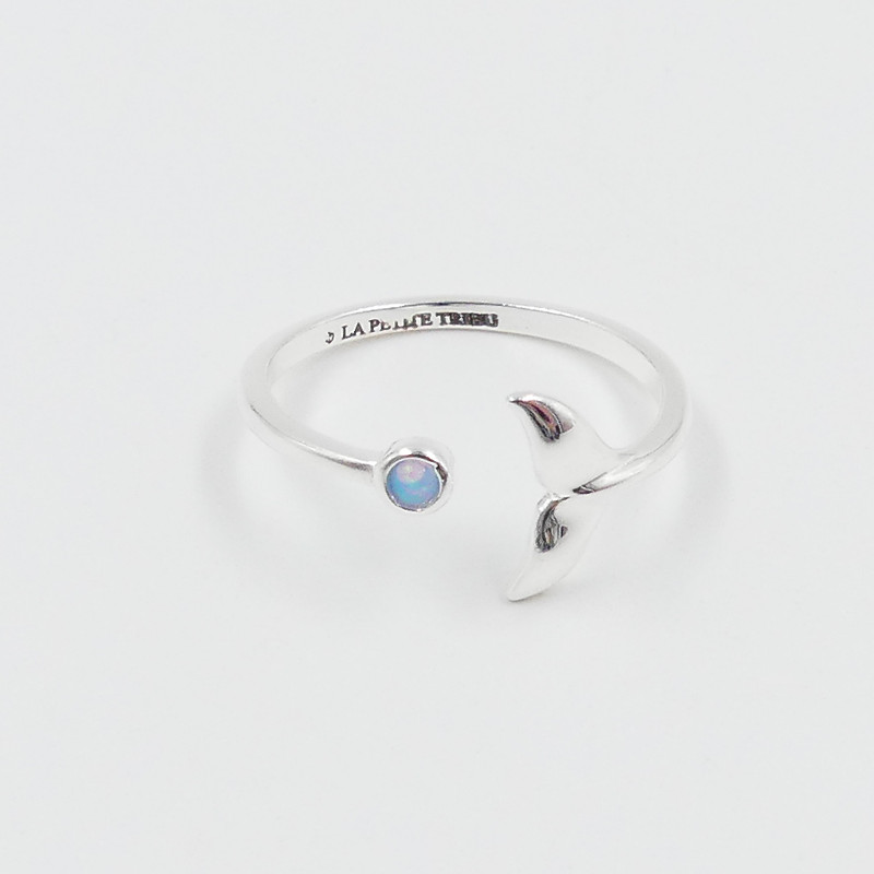 Bague Argent Queue de Baleine & Opale Bleue