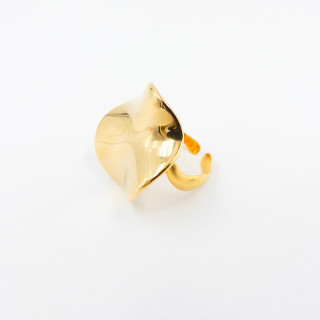Bague ajustable acier doré cercle plissé