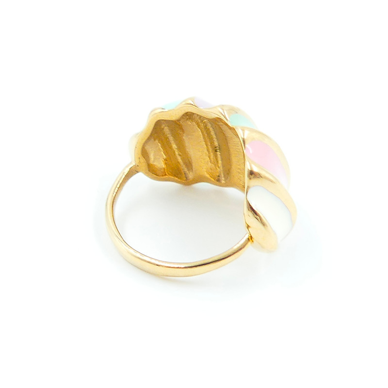 Bague ajustable acier doré croissant coloré