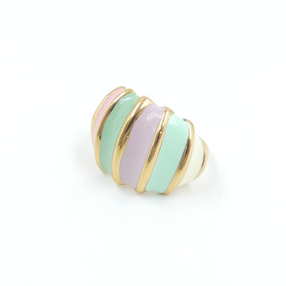 Bague ajustable acier doré croissant coloré