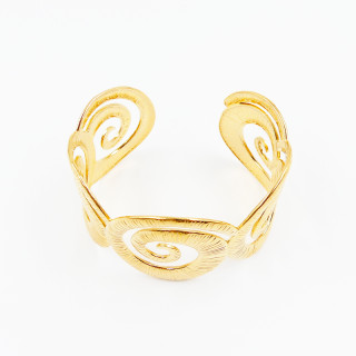 Jonc large acier doré ajustable coquillage