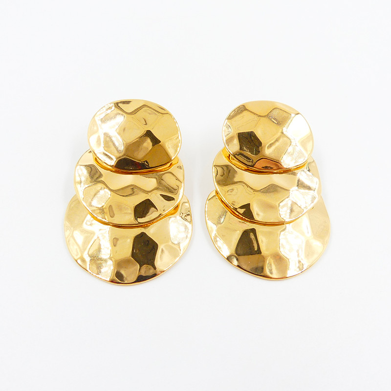 Boucles d’oreilles acier trio de disques martelées