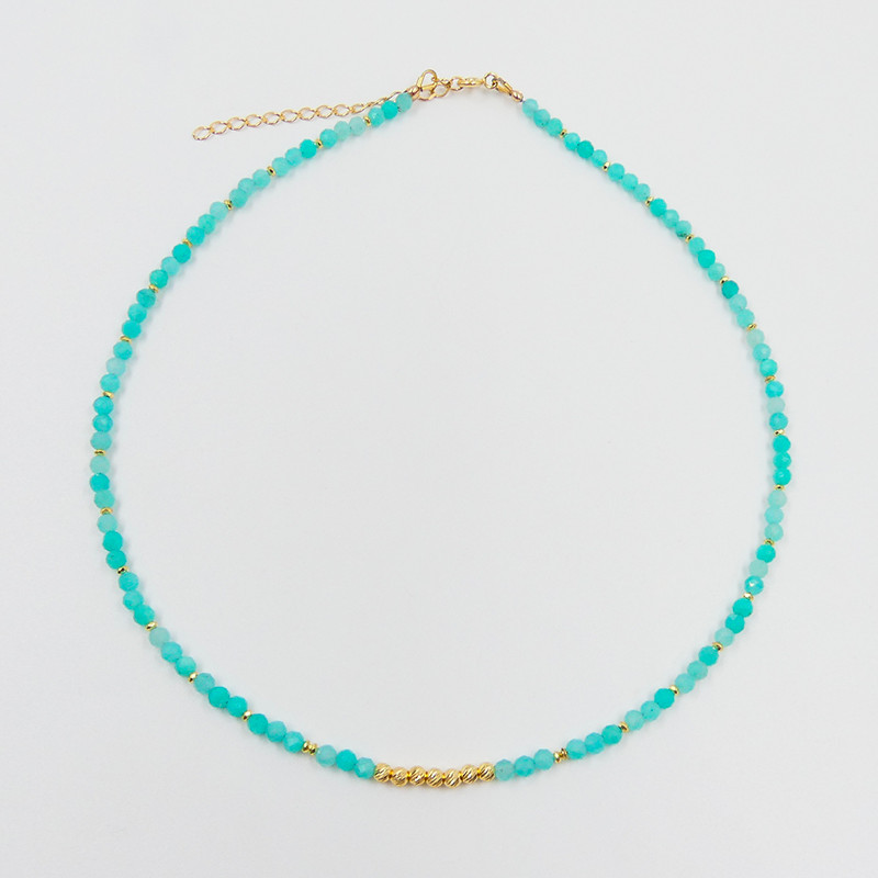 Collier Plaqué or pierres Amazonite
