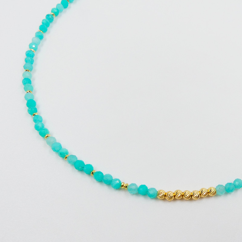 Collier Plaqué or pierres Amazonite