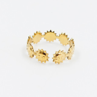 Bague ajustable acier doré soleil