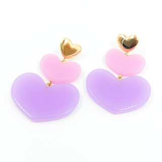 Boucles d’oreilles acier doré coeurs pendants