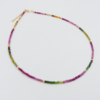 Collier Plaqué or pierres Tourmaline