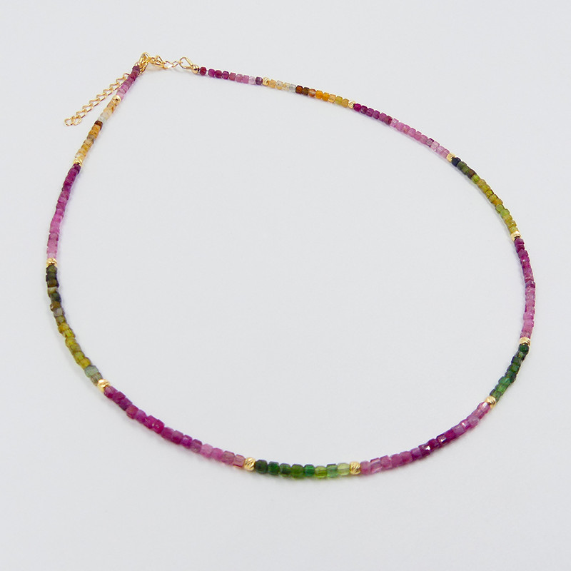 Collier Plaqué or pierres Tourmaline
