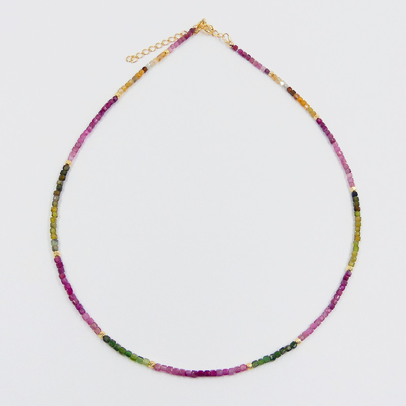 Collier Plaqué or pierres Tourmaline