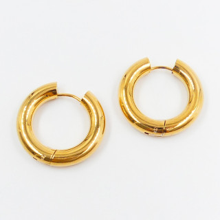 Créoles bouées épaisses acier doré