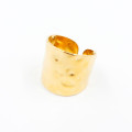 Bague large ajustable acier doré martelé