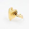 Bague ajustable acier doré coeur texturé